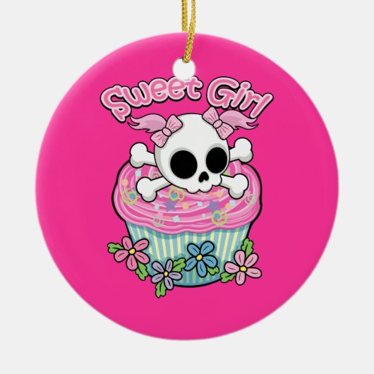 Sweet Girl Skull Keramikornament (Vorne)