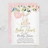 Sweet Girl's Floral Bunny Baby Einladung (Vorne/Hinten)