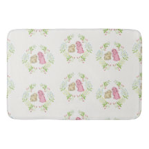 Sweet Girls Rabbit Wreath Bath Mat