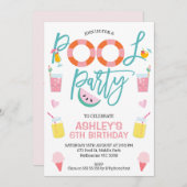 Sweet Girls Summer Pool Party Geburtstag Einladung (Vorne/Hinten)