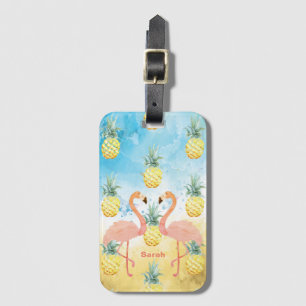 Sweet Girly Flamingo und Ananas Gepäckanhänger