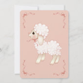 Sweet Girly Pink Bow Lamb Baby Dusche Einladung (Rückseite)