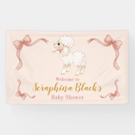 Sweet Girly Pink Lamb Baby Dusche Banner