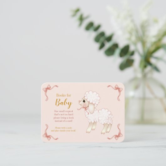 Sweet Girly Pink Lamb Baby Showbucher Enc Begleitkarte (Stehend Vorderseite)