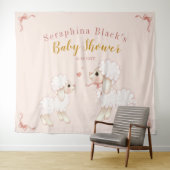 Sweet Girly Pink Lamb Babydusche Hintergrund Wandteppich (Beispiel (Horizontal))