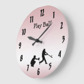 Sweet Girly Pink Play Ball Baseball Sportuhr Große Wanduhr (Winkel)