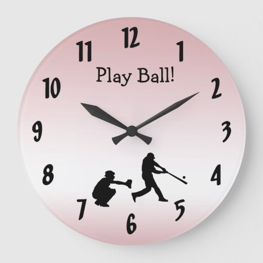 Sweet Girly Pink Play Ball Baseball Sportuhr Große Wanduhr (Vorderseite)