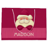 Sweet Girly Pink Santa and Polka Dots Große Geschenktüte (Rückseite)