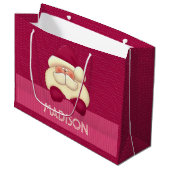 Sweet Girly Pink Santa and Polka Dots Große Geschenktüte (Vorderseite Schrägansicht)