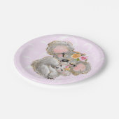 Sweet Girly Watercolor Koala Pink Babydusche Pappteller (Schrägansicht)