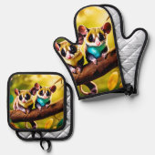 Sweet Glider Pair Design Ofenhandschuh & Topflappen-Set (Vorderseite/Rückseite)