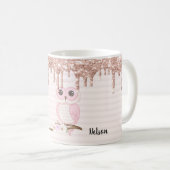 Sweet Glitzer Girly Pink Owl Kaffeetasse (VorderseiteRechts)