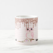 Sweet Glitzer Girly Pink Owl Kaffeetasse (Mittel)