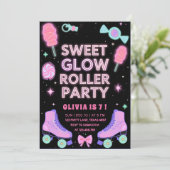 Sweet Glow Roller Party | Neon Candy Skating Einladung (Stehend Vorderseite)