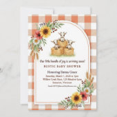 Sweet Goat Hay Bale Gingham Baby Shower Einladung (Vorderseite)