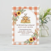 Sweet Goat Hay Bale Gingham Baby Shower Einladung (Stehend Vorderseite)