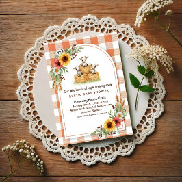 Sweet Goat Hay Bale Gingham Baby Shower Postkarte