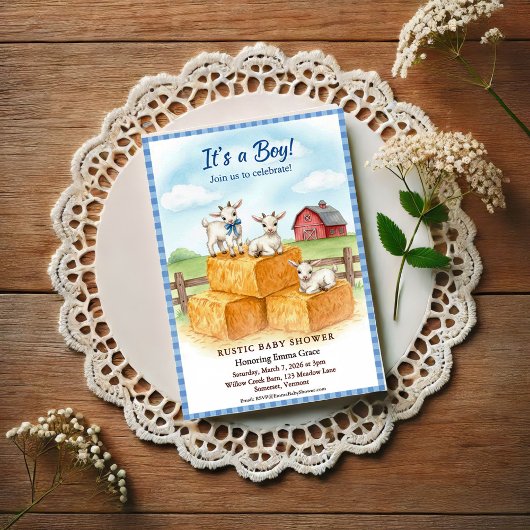 Sweet Goats Baby Shower Invitation Postkarte