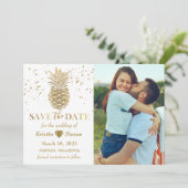 Sweet Gold Ananas Foto Save the Date Karte (Stehend Vorderseite)