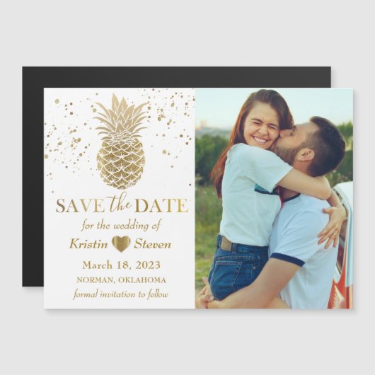 Sweet Gold Ananas Foto Speichern Sie das Date Magn Magnetkarte (Vorne/Hinten)