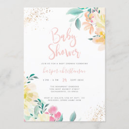 Sweet Gold Glitzer Blush Pink Bläsernchen Baby Dus Einladung