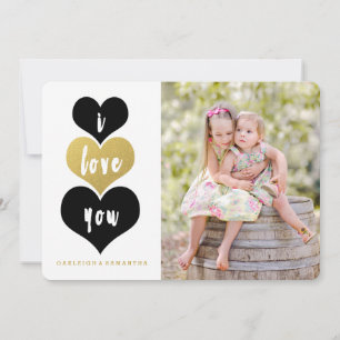 Sweet Gold Heart   Valentinstag - Fotokarte Feiertagskarte