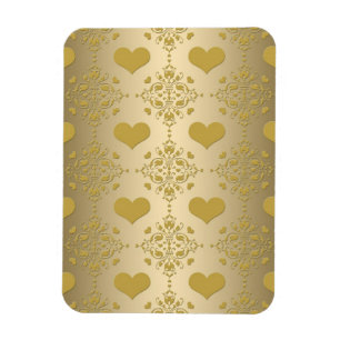 Sweet Gold Hearts Damask Muster Magnet
