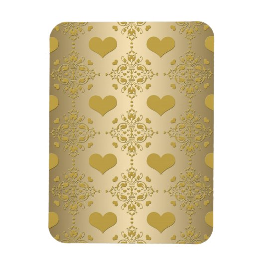 Sweet Gold Hearts Damask Muster Magnet (Vertikal)