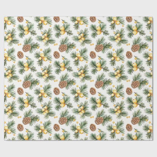 Sweet Gold Honey Yellow Pine Cones Christmas  Geschenkpapier (Flach)