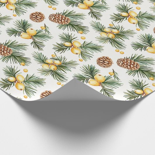 Sweet Gold Honey Yellow Pine Cones Christmas Geschenkpapier (Ecke)
