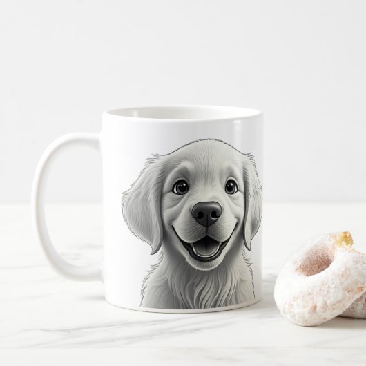 Sweet Golden Joy: Pixar-Style Puppy Friends Kaffeetasse (Mit Donut)