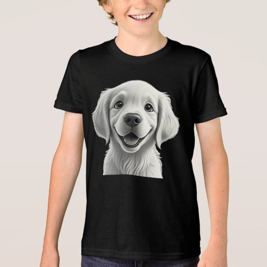 Sweet Golden Joy: Pixar-Style Puppy Friends Tri-Blend Shirt (Vorderseite)