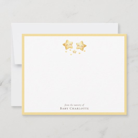Sweet Golden Stars Nursery Note Card. Personalized Mitteilungskarte (Vorderseite)