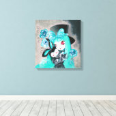 Sweet Goth Girl mit Pet Bunny Leinwanddruck (Insitu (Holzboden))