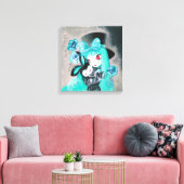 Sweet Goth Girl mit Pet Bunny Leinwanddruck (Insitu (Wohnzimmer))