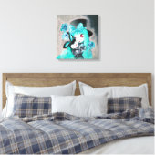 Sweet Goth Girl mit Pet Bunny Leinwanddruck (Insitu (Schlafzimmer))