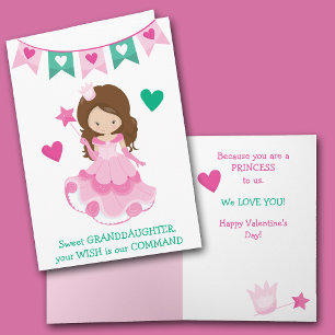 Sweet Grandtochter Princess Valentine oder Geburts Feiertagskarte