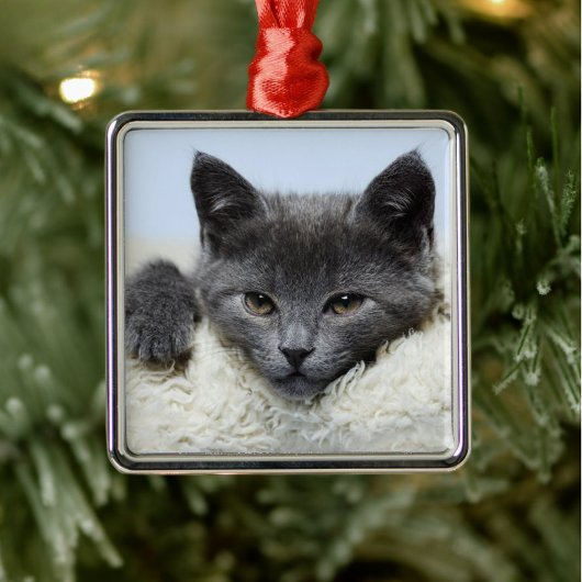 Sweet Gray Cat Face Ornament Aus Metall