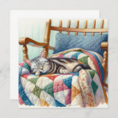 Sweet Gray Cat Sleeping on a Quilt (Vorne/Hinten)
