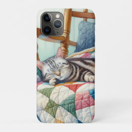 Sweet Gray Cat Sleeping on a Quilt Case-Mate iPhone Hülle