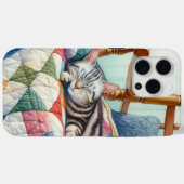 Sweet Gray Cat Sleeping on a Quilt Case-Mate iPhone Hülle (Rückseite (Horizontal))