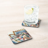 Sweet Gray Cat Sleeping on a Quilt Getränkeuntersetzer (Rechte Seite)