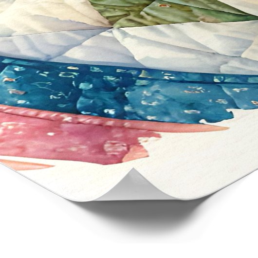 Sweet Gray Cat Sleeping on a Quilt Poster (Ecke)