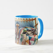 Sweet Gray Cat Sleeping on a Quilt Tasse (VorderseiteRechts)