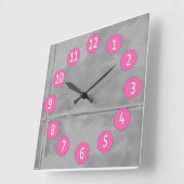 Sweet Gray Tiles with White Digits Pink Details Quadratische Wanduhr (Winkel)