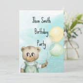 Sweet green baby bear baby einladung (Stehend Vorderseite)