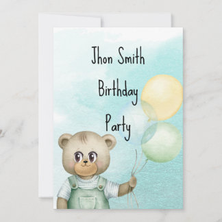 Sweet green baby bear baby einladung