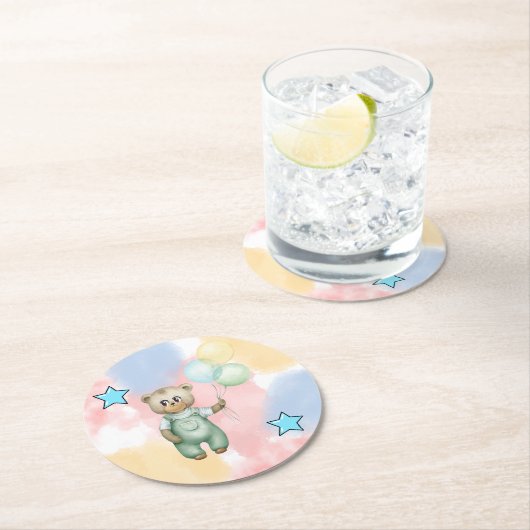 Sweet green baby bear runder pappuntersetzer (Vor Ort)