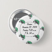 Sweet Green Classic Car Baby Boy Stats Button (Vorne & Hinten)