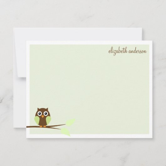 Sweet Green Owl Flat Vielen Dank Karten (Vorderseite)